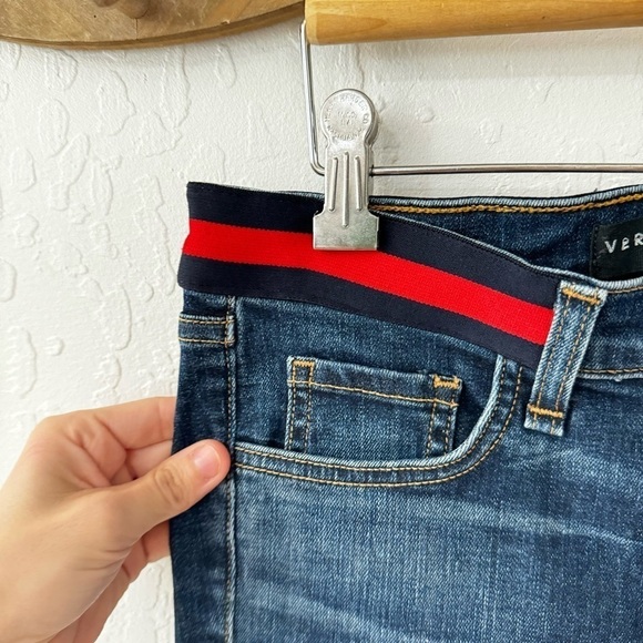 Veronica Beard Ankle Carolyn 10” Baby Bootcut Red Blue Elastic Waist Trim 26 - Picture 9 of 13